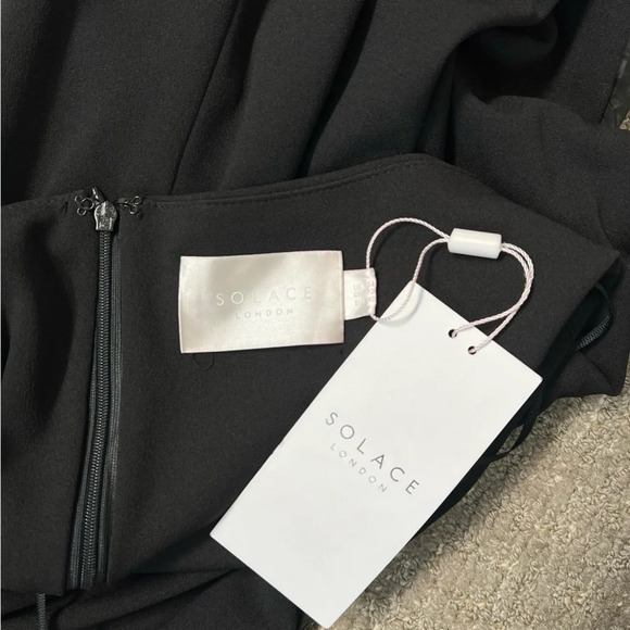 NWT Solace London Black Maxi Dress Size 10 Cutout Mesh Side Slit Gown Marvin - Picture 5 of 12